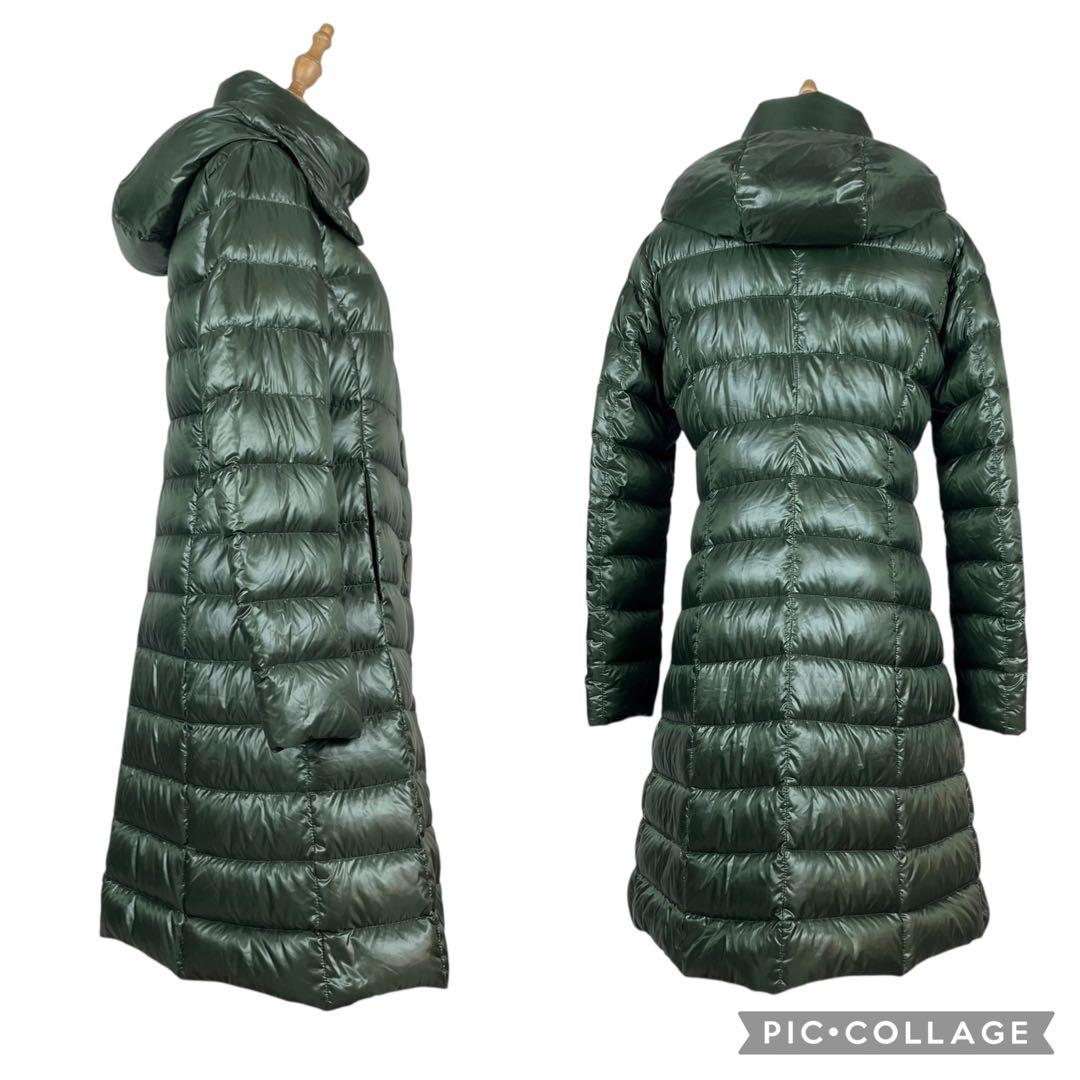 【良品】ヘルノ HERNO★ダウンコート　Bolla　フード　グリーン　ロング