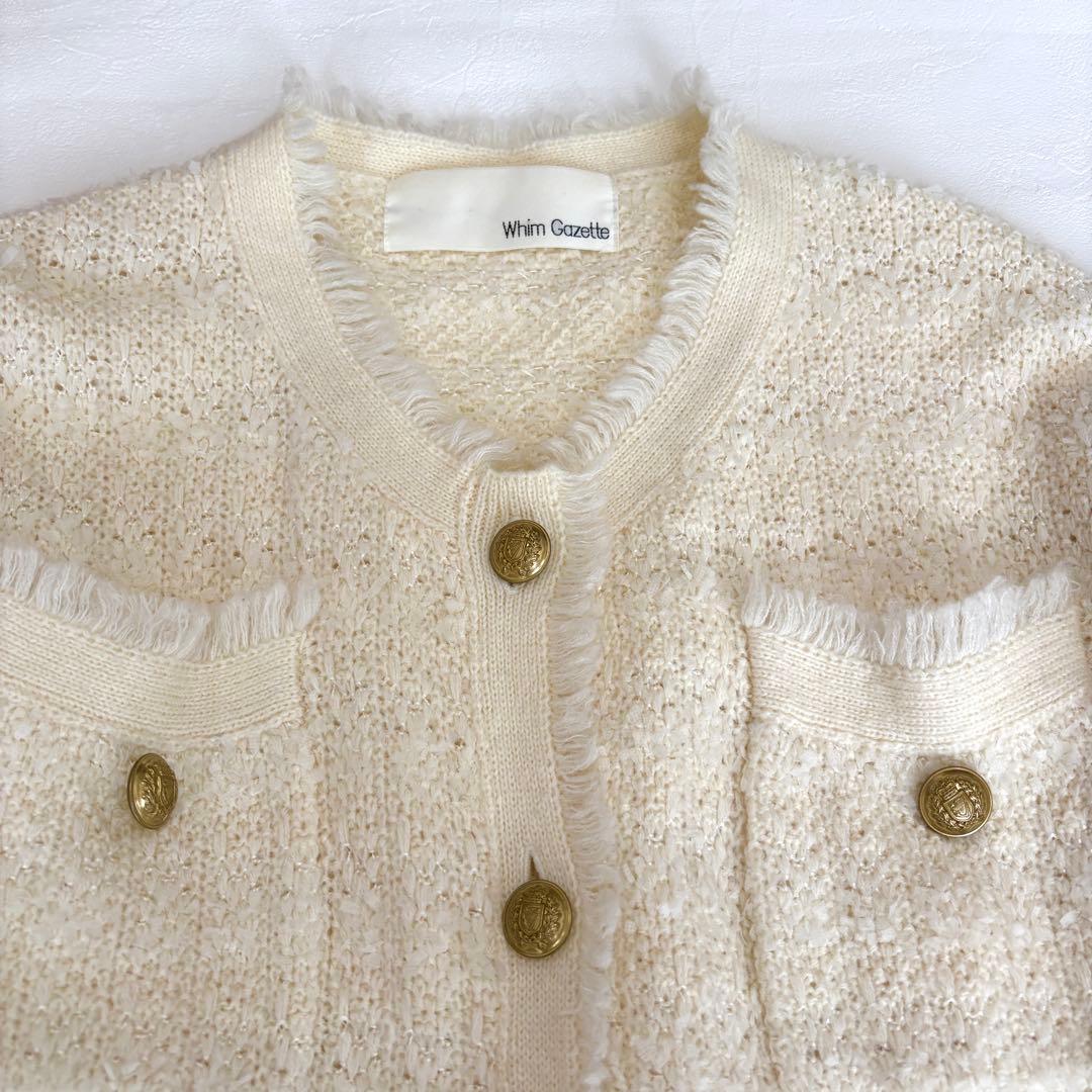 【定価3.5万】whim gazette ツイードニットジャケット　金釦　モヘヤ