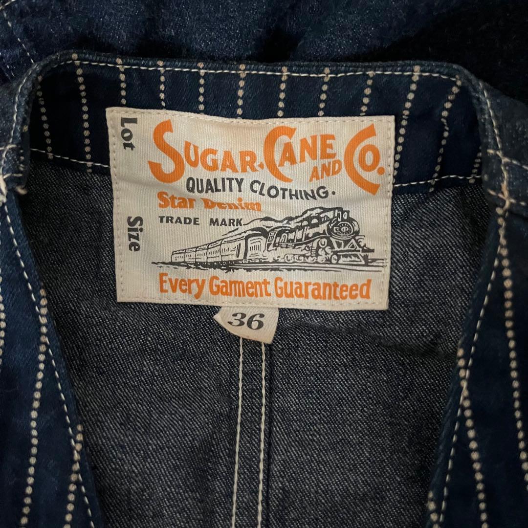 【 Sugar Cane 】 シュガーケーン ベスト 36 デニム ストライプ