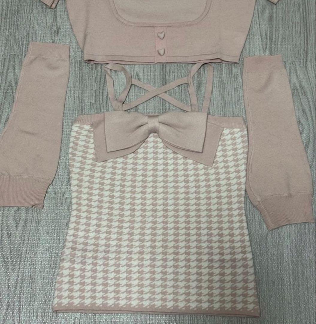 ミシェルマカロン ♡ ハニーミュウ ♡ビッグリボンアンサンブルトップス　ピンク