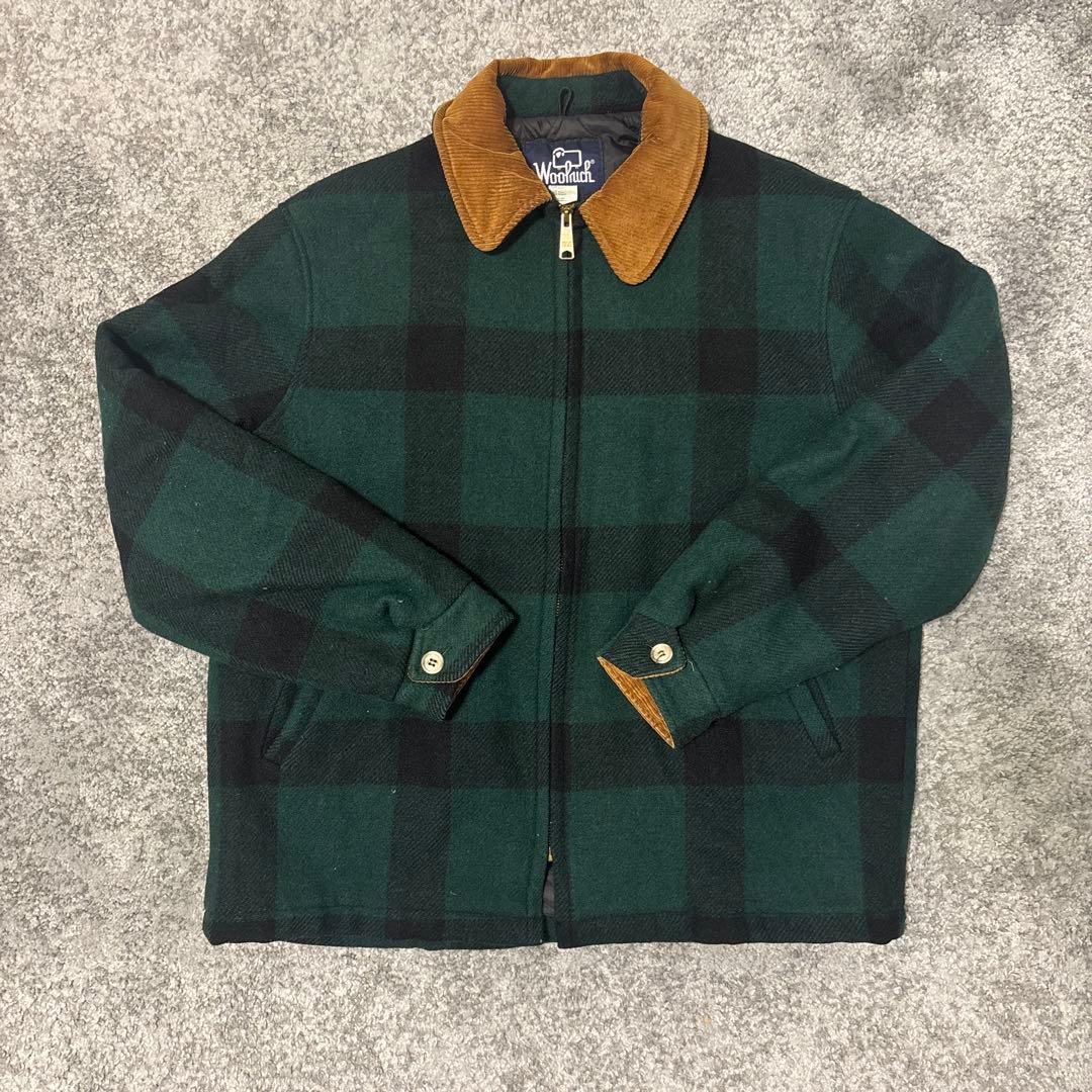 Woolrich ウールジャケット 襟コーデュロイ チェック usa製 80s