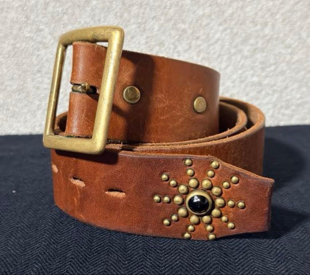 HTC エンドオンリー　ブラックストーン　ゴールドスタッズ　茶芯　レザーベルト