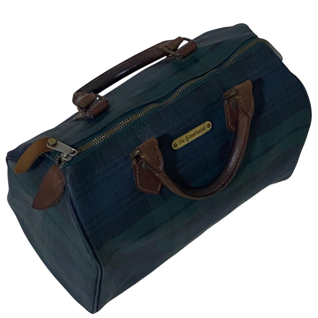 【美品】Polo Ralph Lauren ミニボストン チェック柄 レザー