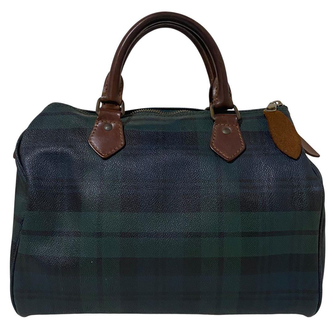 【美品】Polo Ralph Lauren ミニボストン チェック柄 レザー