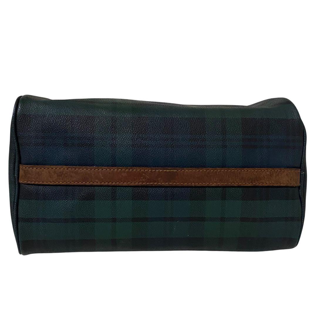 【美品】Polo Ralph Lauren ミニボストン チェック柄 レザー