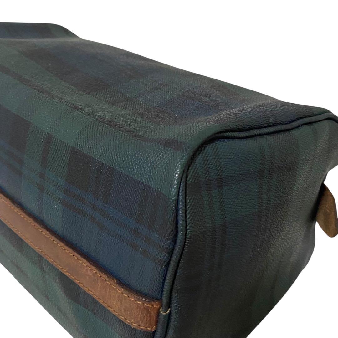 【美品】Polo Ralph Lauren ミニボストン チェック柄 レザー