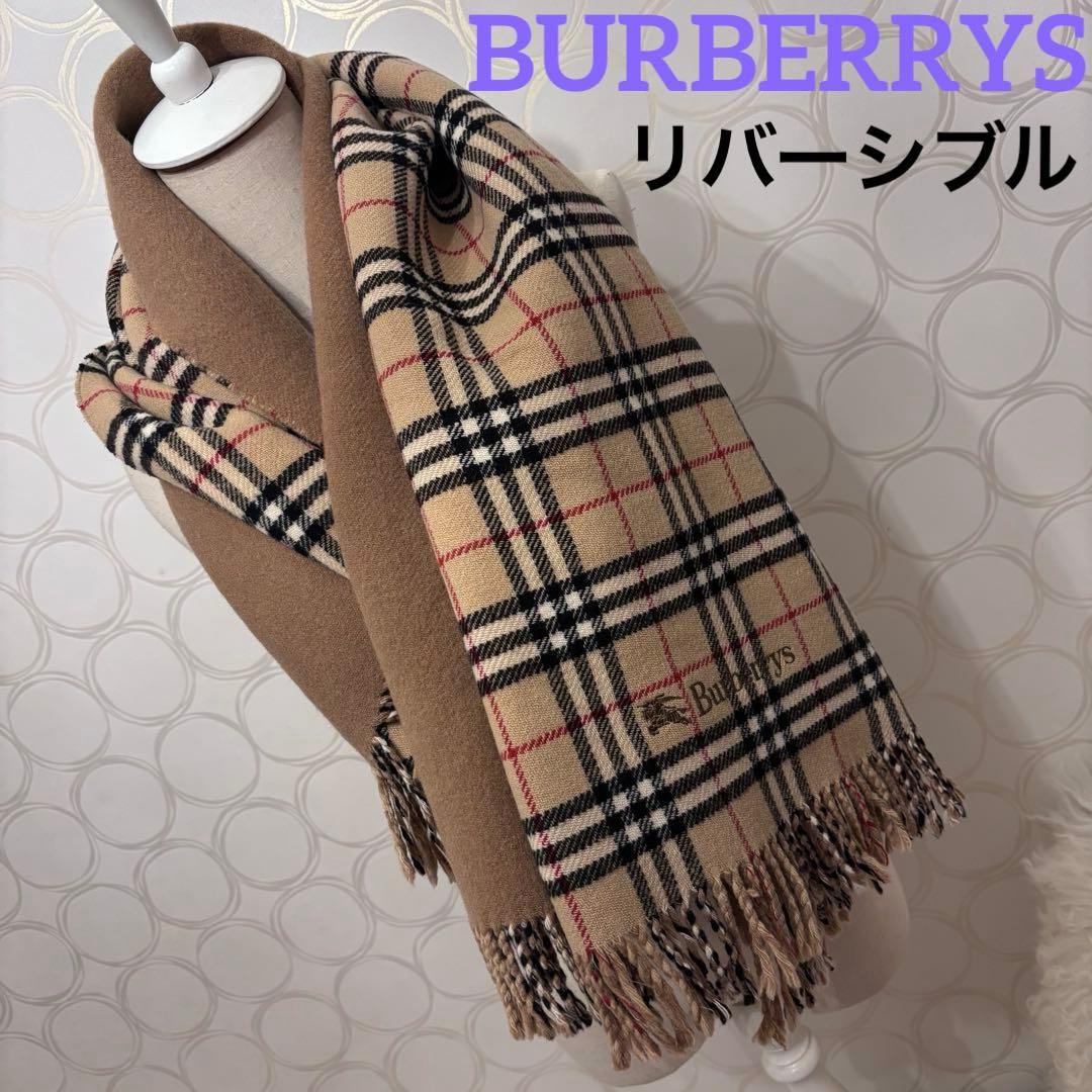 BURBERRYS ロゴ刺繍 バーバリーチェック リバーシブル マフラー 希少