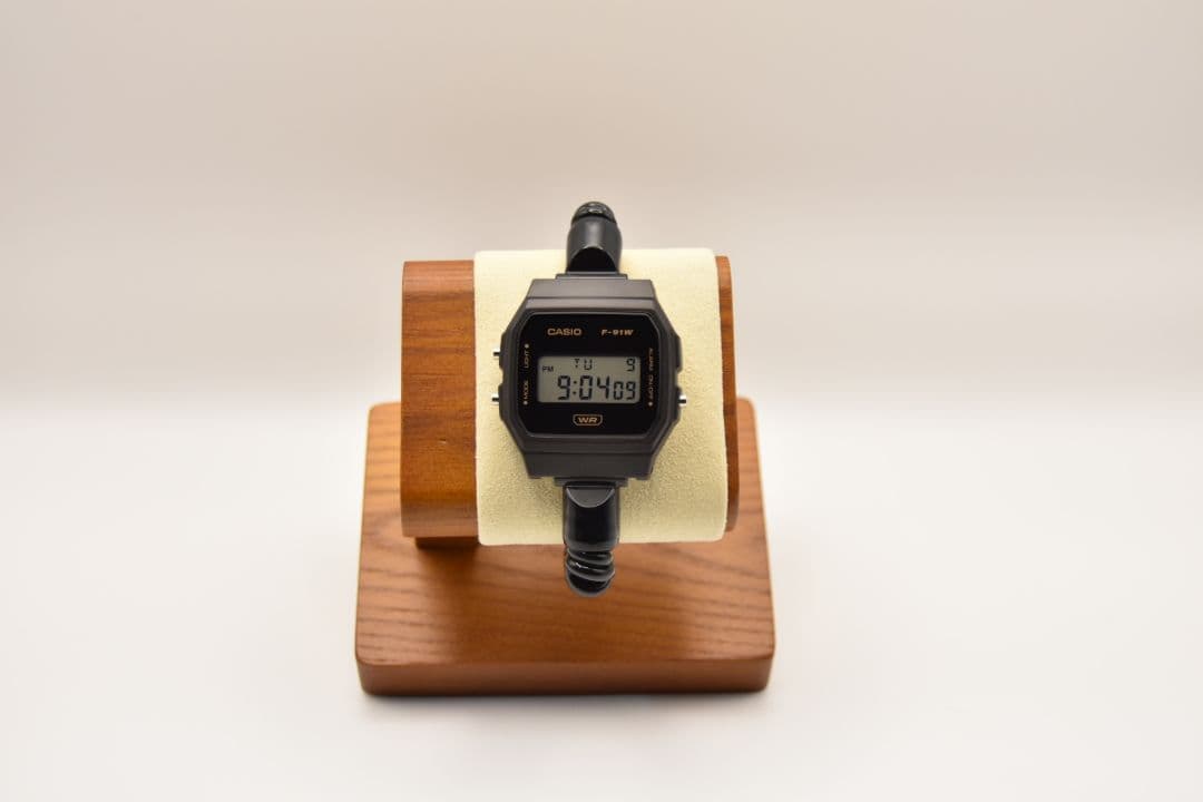 CASIO F-91WB ブラックサウナバンドカスタム＋aw グレーバンド