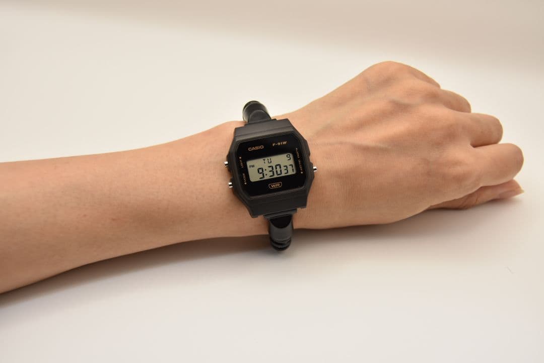 CASIO F-91WB ブラックサウナバンドカスタム＋aw グレーバンド