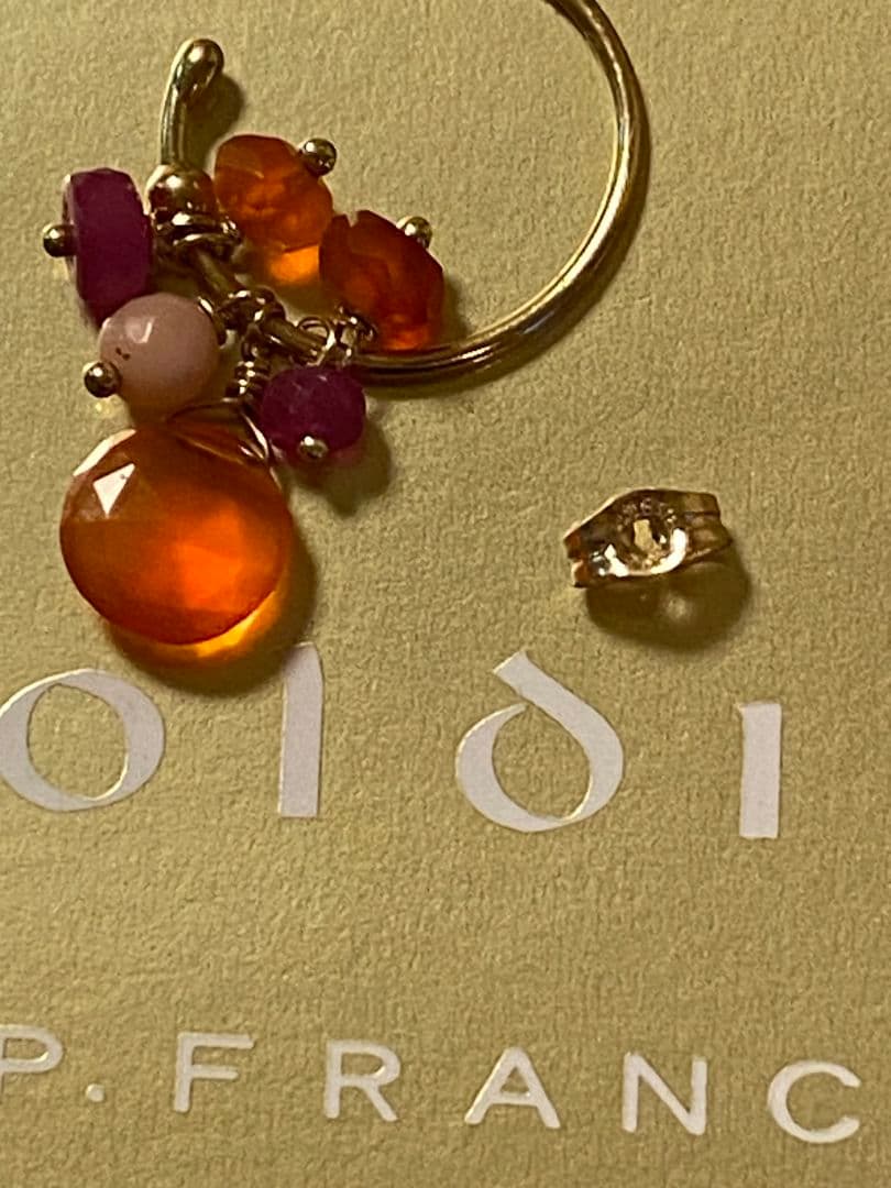 【お値下げ】スイートピー＊オレンジピンク＊フープピアス＊18K