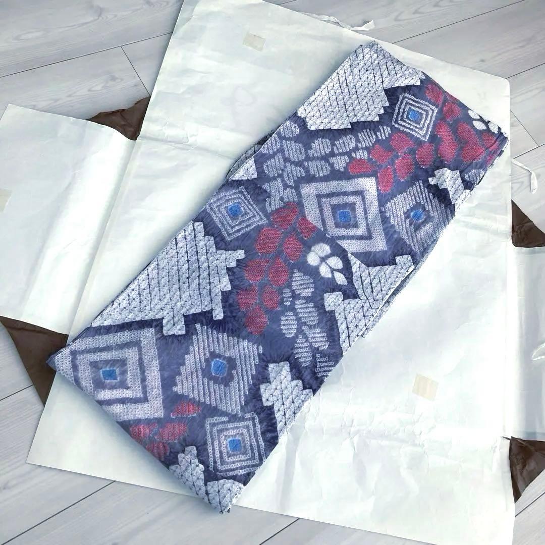 有松絞り・蜘蛛絞り　手縫い　淡いグレー　しつけ付　絞り浴衣　No.k100