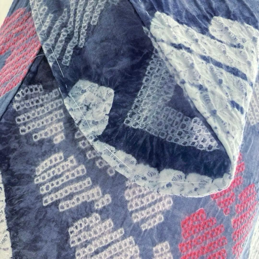 有松絞り・蜘蛛絞り　手縫い　淡いグレー　しつけ付　絞り浴衣　No.k100