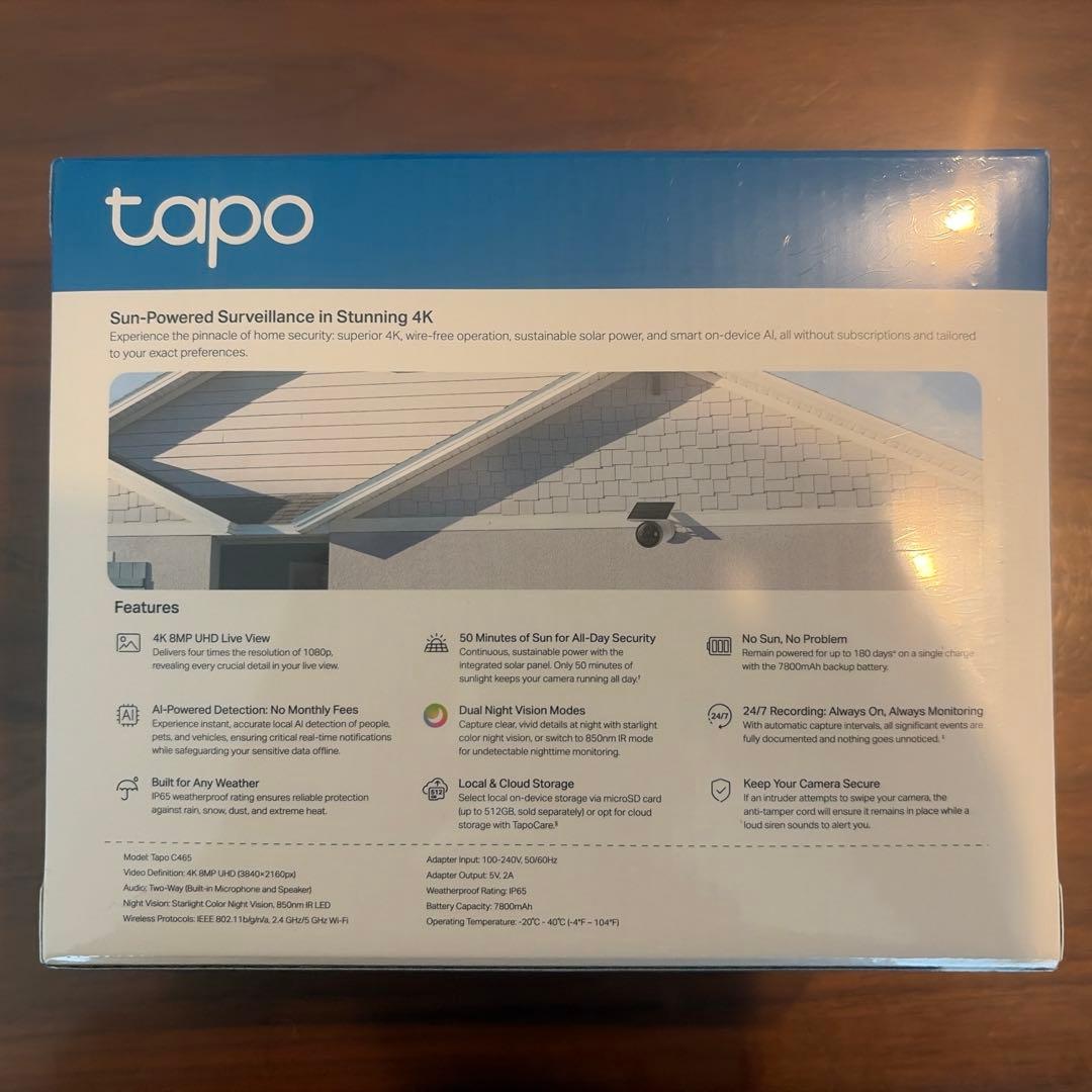 Tapo C465 4Kソーラーパネル一体型フルワイヤレスセキュリティカメラ