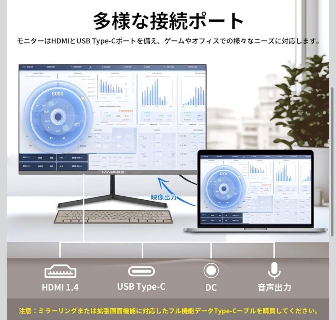 Minifire 24インチ USB-C 120Hz モニター IPS