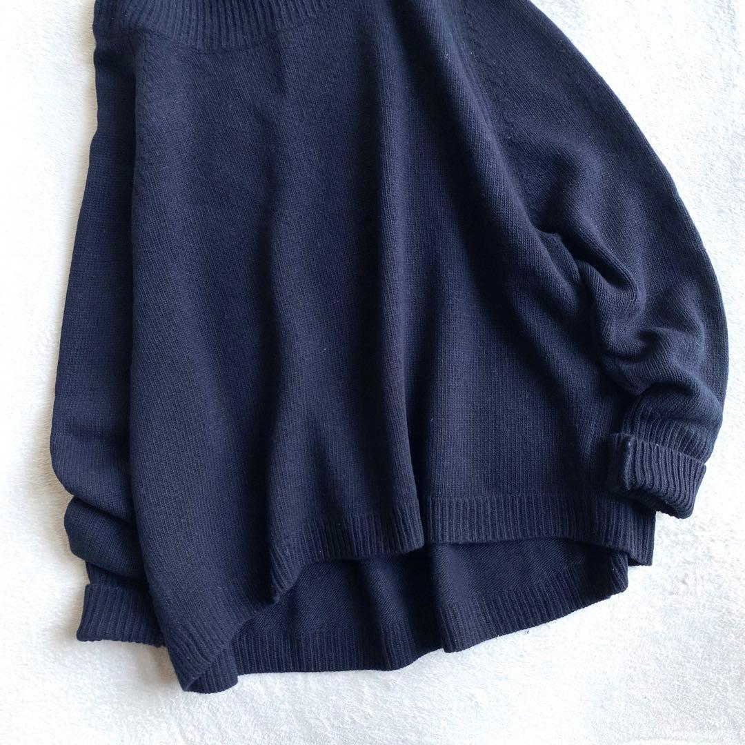 【美品✨】Plage ウールカシミヤ　リブヨークラグランプルオーバー　ネイビー