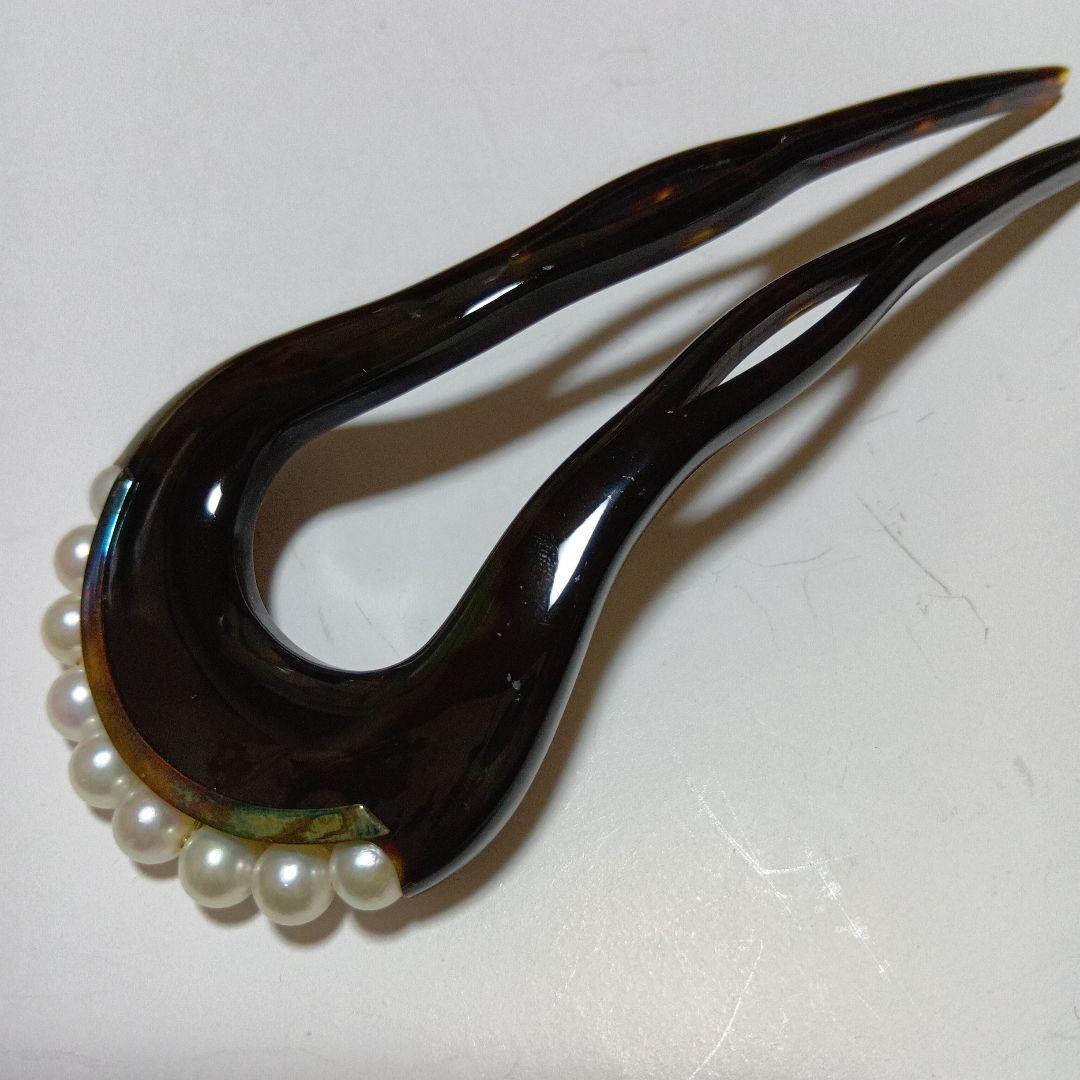 べっ甲に真珠・ゴールドのかんざし