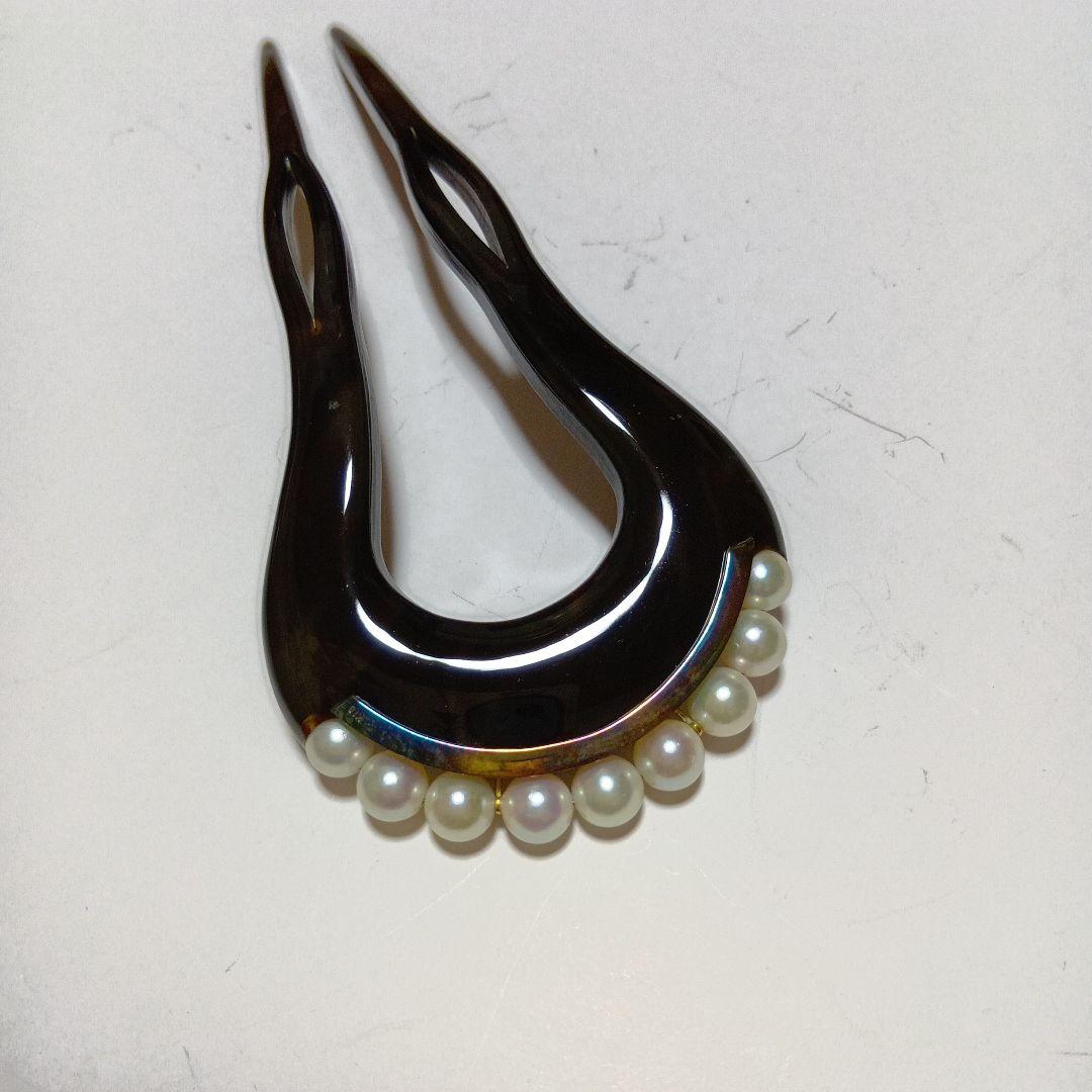 べっ甲に真珠・ゴールドのかんざし