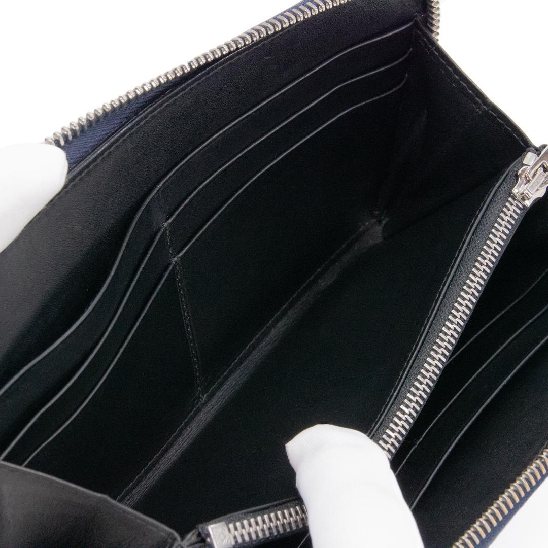 本物 ロエベ 長財布 ファスナー メンズ レディース パズル ネイビーブルー