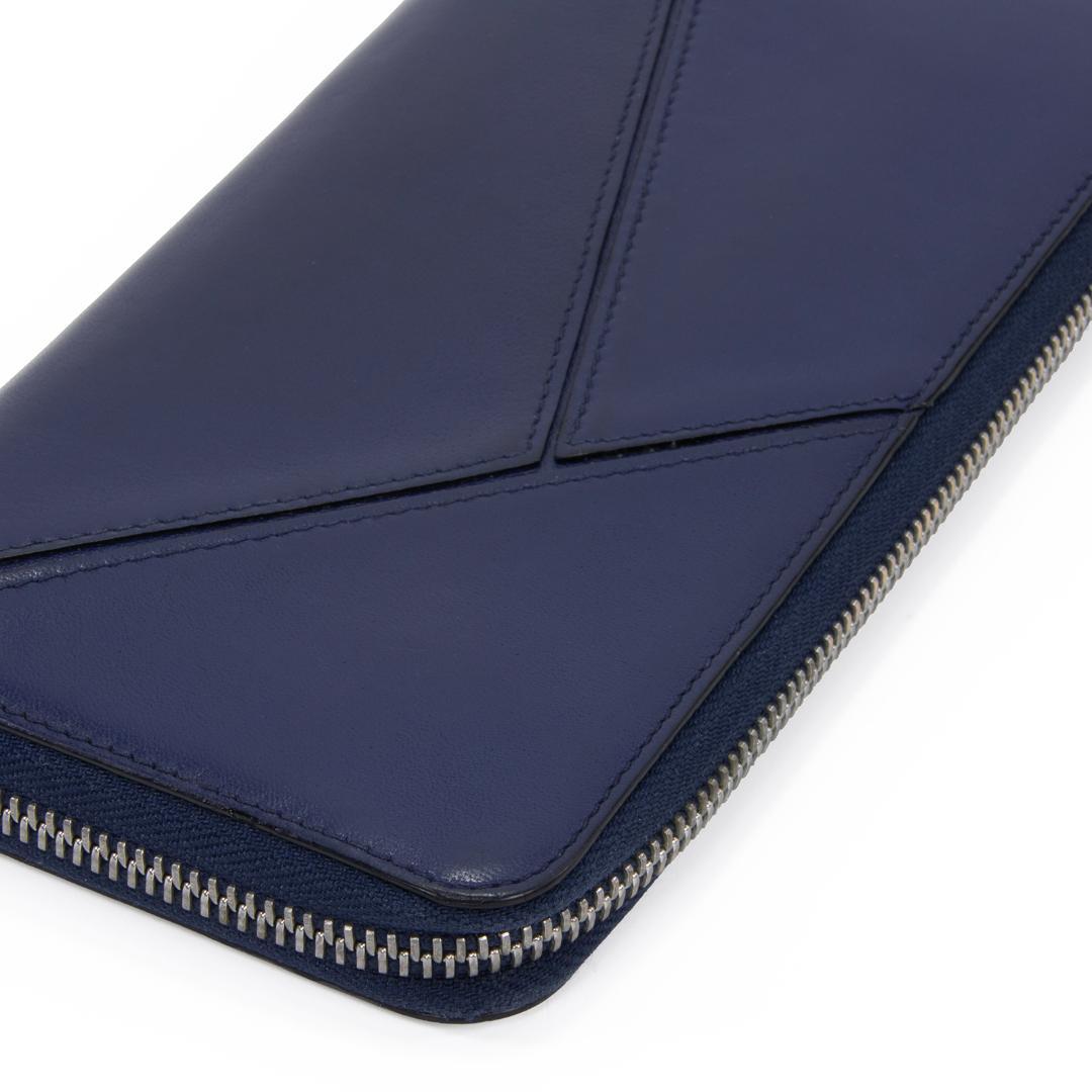 本物 ロエベ 長財布 ファスナー メンズ レディース パズル ネイビーブルー