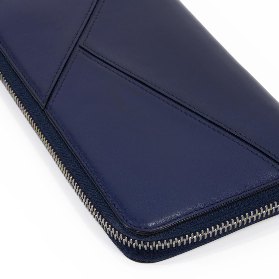 本物 ロエベ 長財布 ファスナー メンズ レディース パズル ネイビーブルー