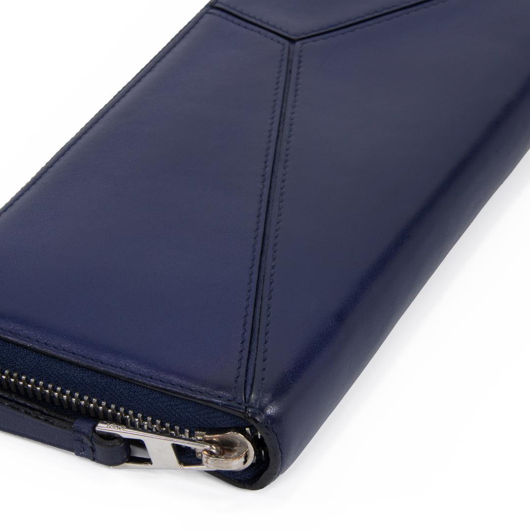 本物 ロエベ 長財布 ファスナー メンズ レディース パズル ネイビーブルー