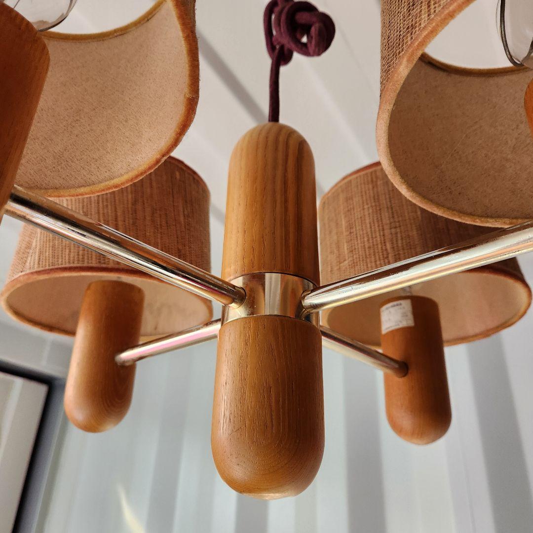 希少　ジャパンヴィンテージ　三菱電機　無垢材　4灯シャンデリア　 LK1744