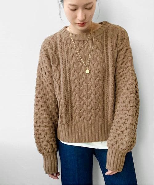 Plage　ローゲージ アランクループルオーバー キャメル