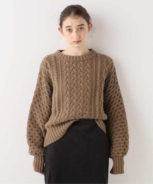 Plage　ローゲージ アランクループルオーバー キャメル