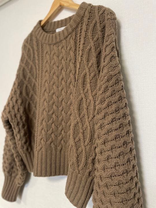 Plage　ローゲージ アランクループルオーバー キャメル