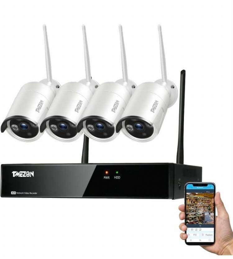 ワイヤレス 防犯カメラ  4台 セット 300万画素 防水 日本語説明書