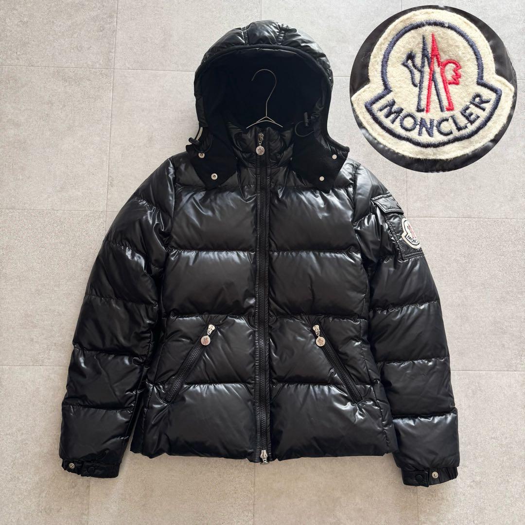 モンクレール　BADIA　ダウンジャケット　黒　シャイニーブラック　フード　1