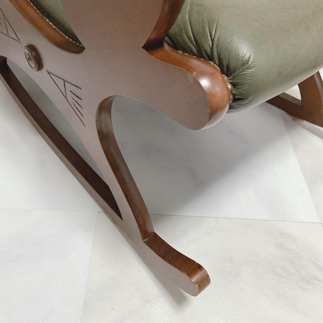 イタリア　本革 ロッキングチェア クラシック チェスターフィールド　1P