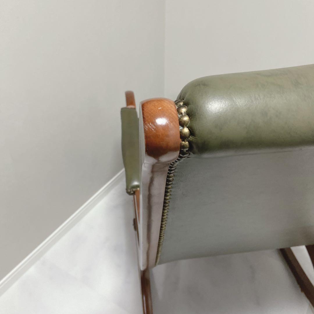 イタリア　本革 ロッキングチェア クラシック チェスターフィールド　1P