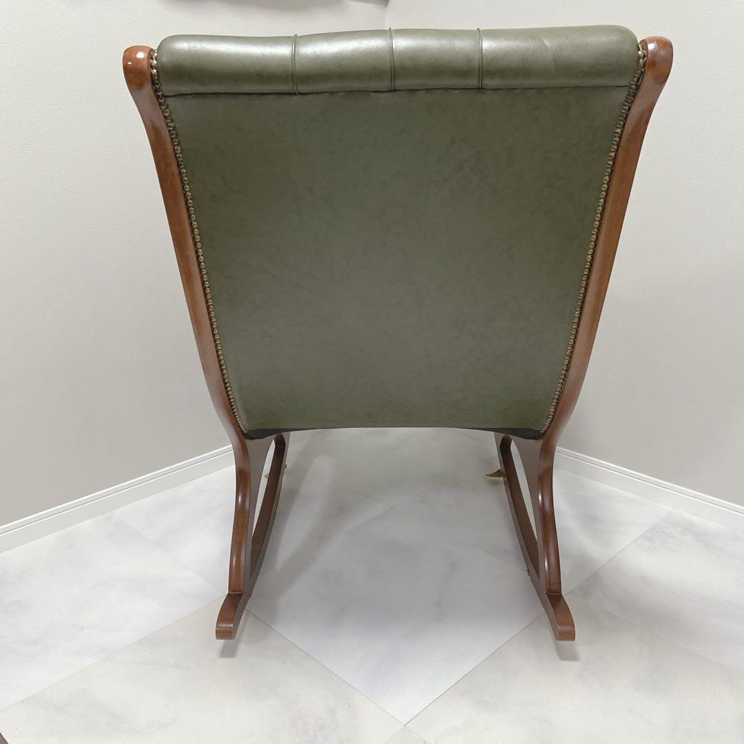 イタリア　本革 ロッキングチェア クラシック チェスターフィールド　1P