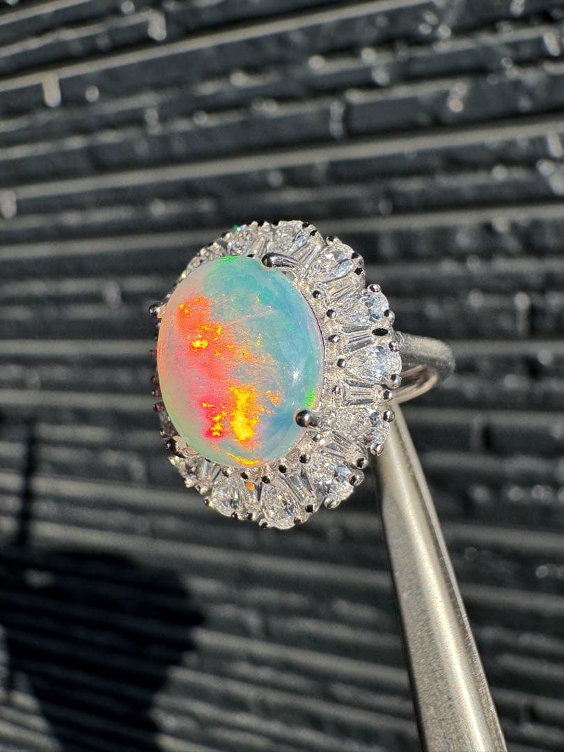 新作　天然石水オパール珍しい遊色綺麗極彩ルース2.626ct 鑑ソ付