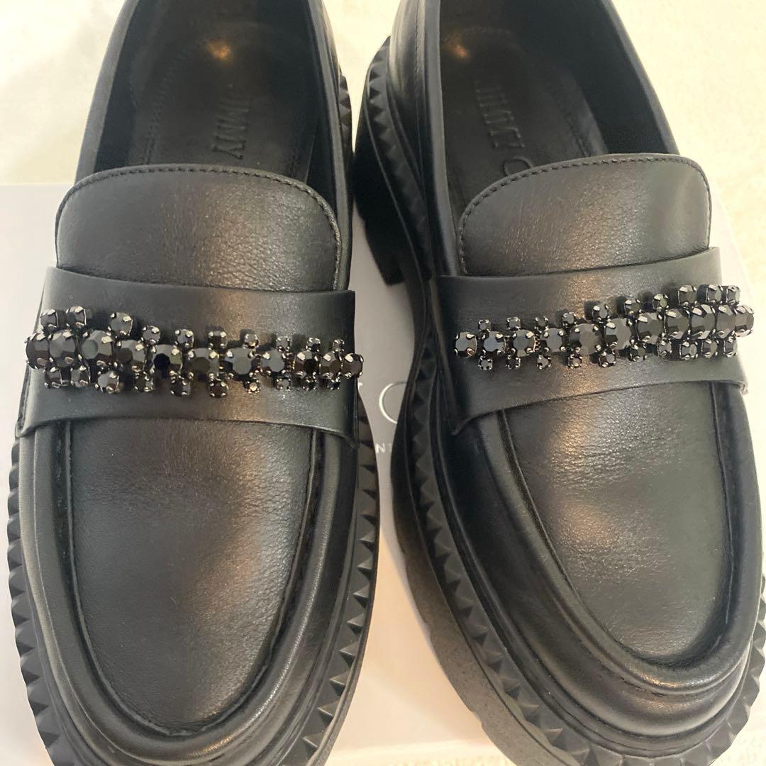 m*2様 ジミーチュウ ローファー ブラック ビジュー　BRYER プラットフォ