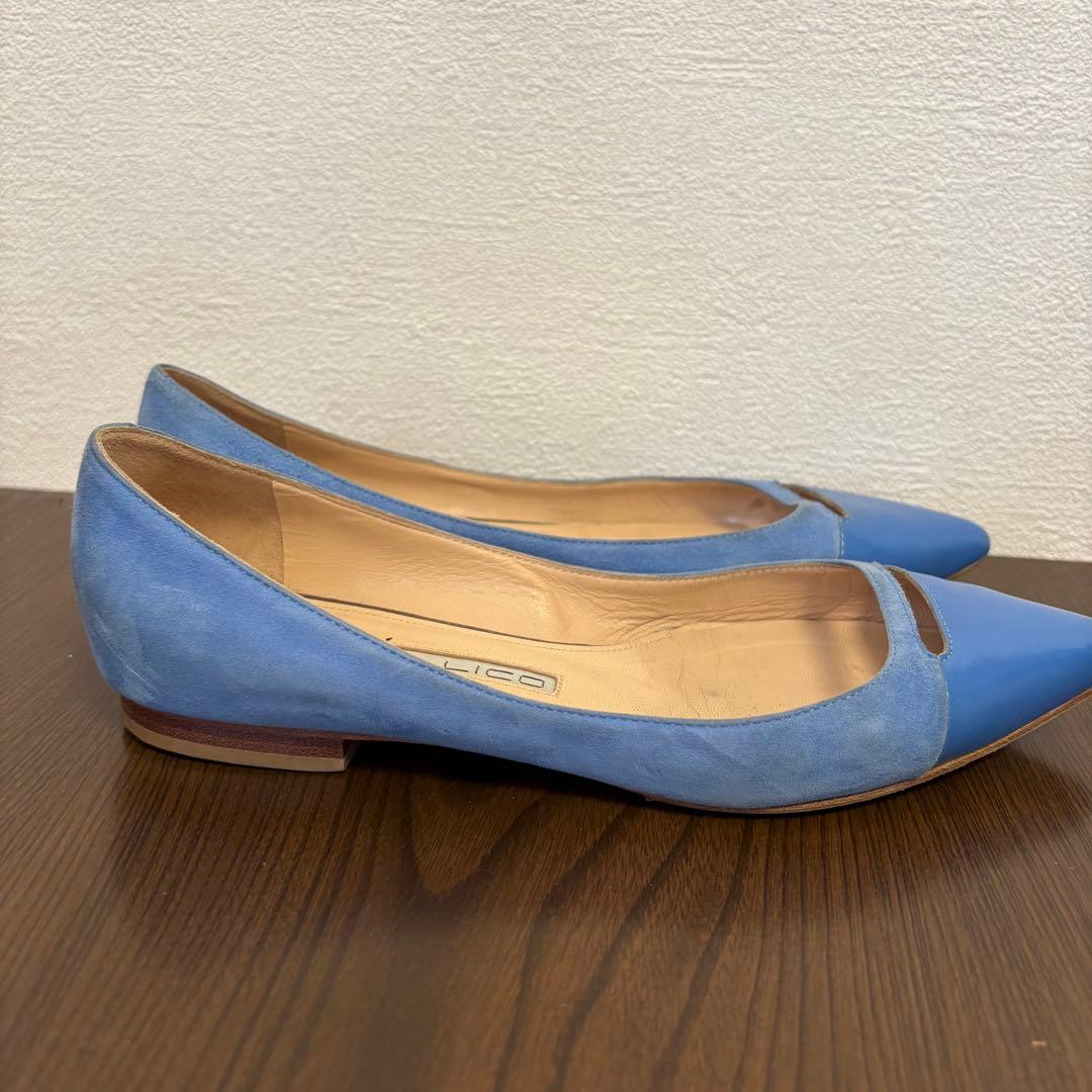 PELLICO スウェード　ブルー　 ポインテッドトゥ 36