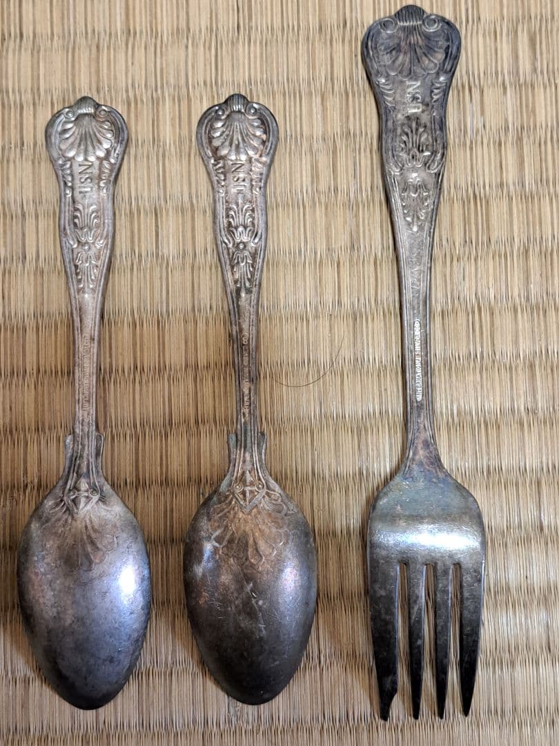 USN 将校用 ヴィンテージ スプーン フォーク セット 第二次世界大戦