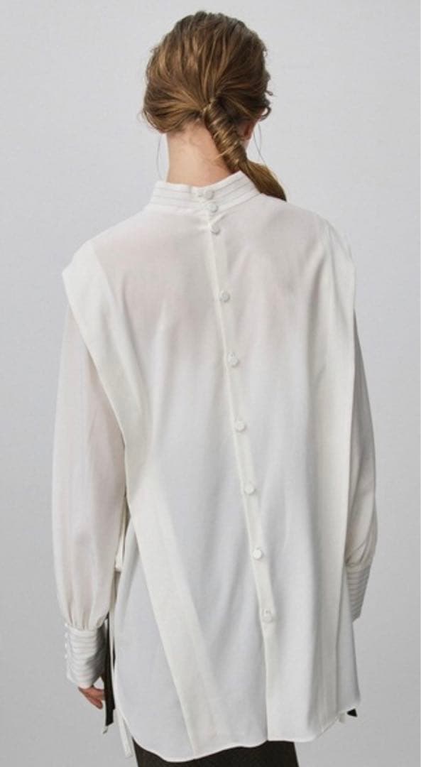 【美品】PUBLIC TOKYO ステッチバンドカラーブラウス