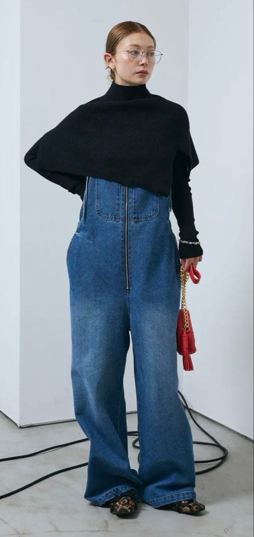 イアムアルファiamalphaデニムブルー オーバーオールのみ