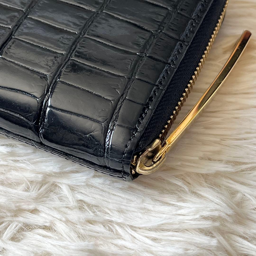 未使用級✨池田工芸　JRA クロコダイル　ポロサス　ゴールドパイソン　長財布　黒