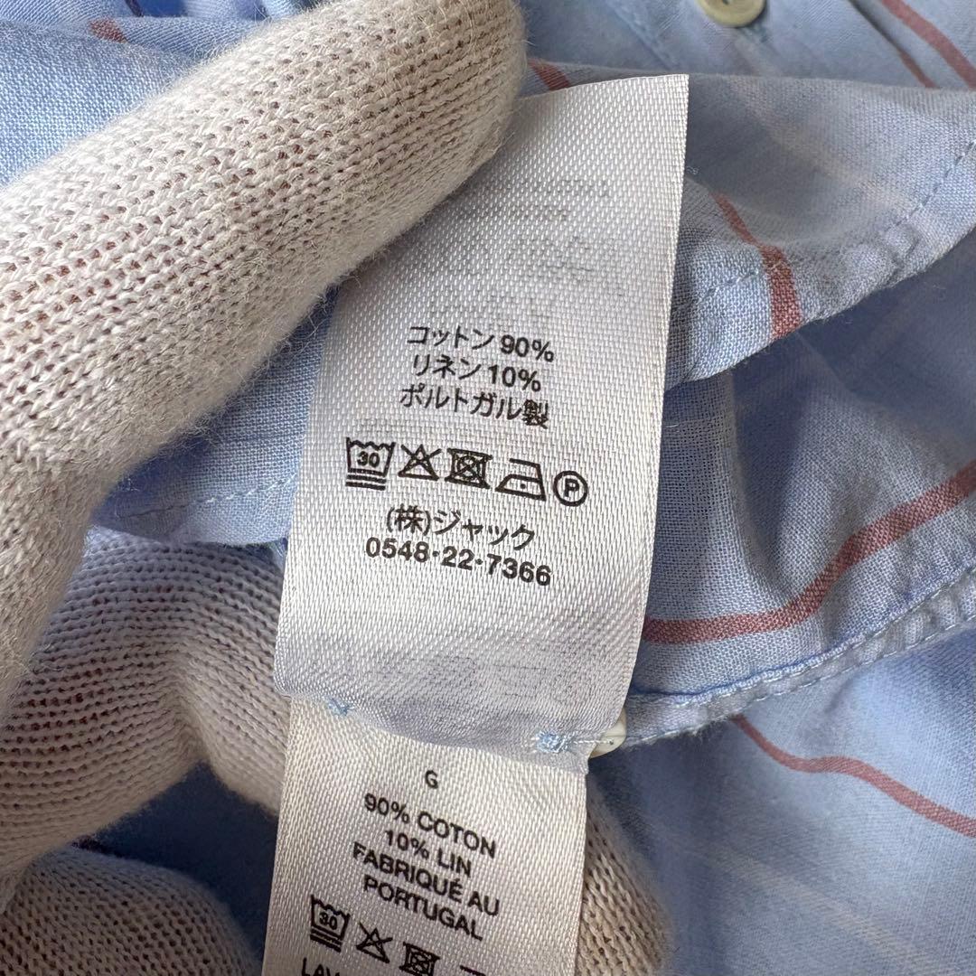 美品 Stussy モーガン蔵人着用 ブルー ストライプ 長袖シャツ L