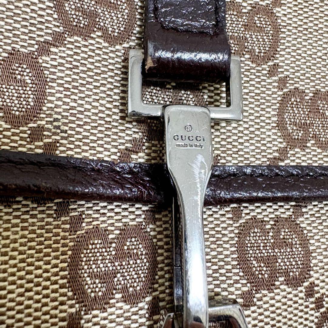 グッチ　ボディバッグ　ウエストポーチ　GG キャンバス　レザー　本革　ベージュ