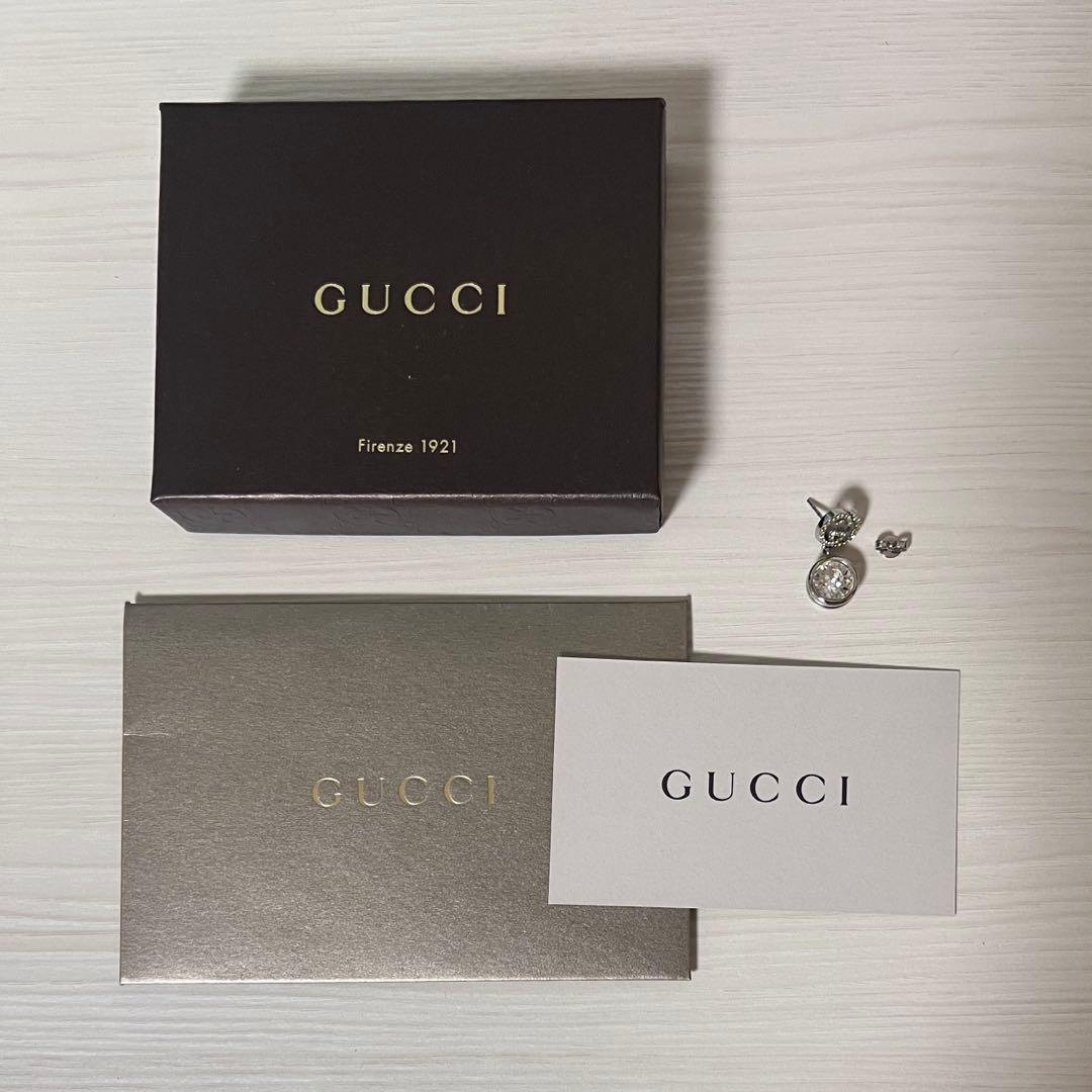 【正規品】GUCCI グッチ GGラインストーンクリスタルシルバーピアス 片耳