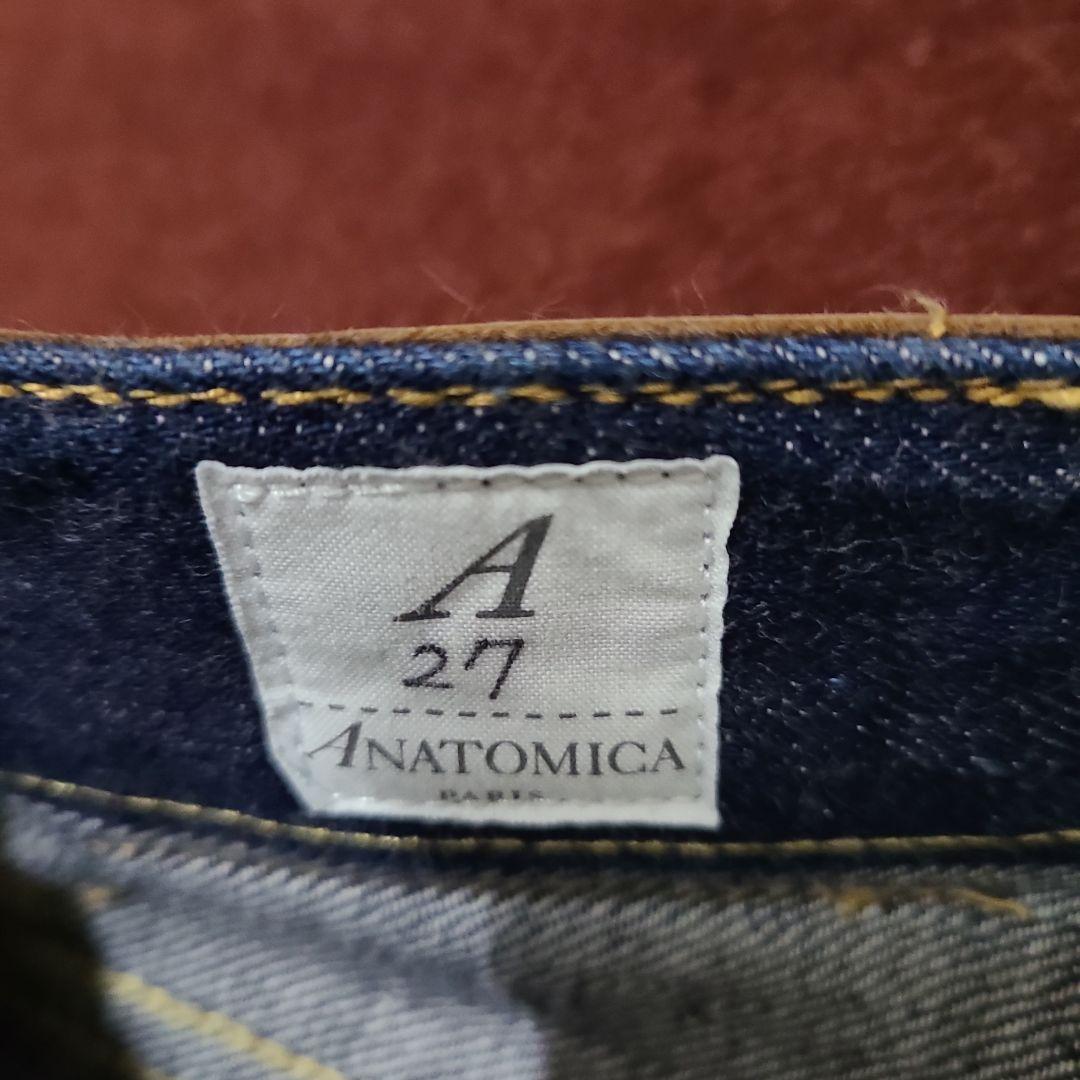 濃紺美品アナトミカw27ジッパーフライセルビッジ革パッチチェーンステッチ