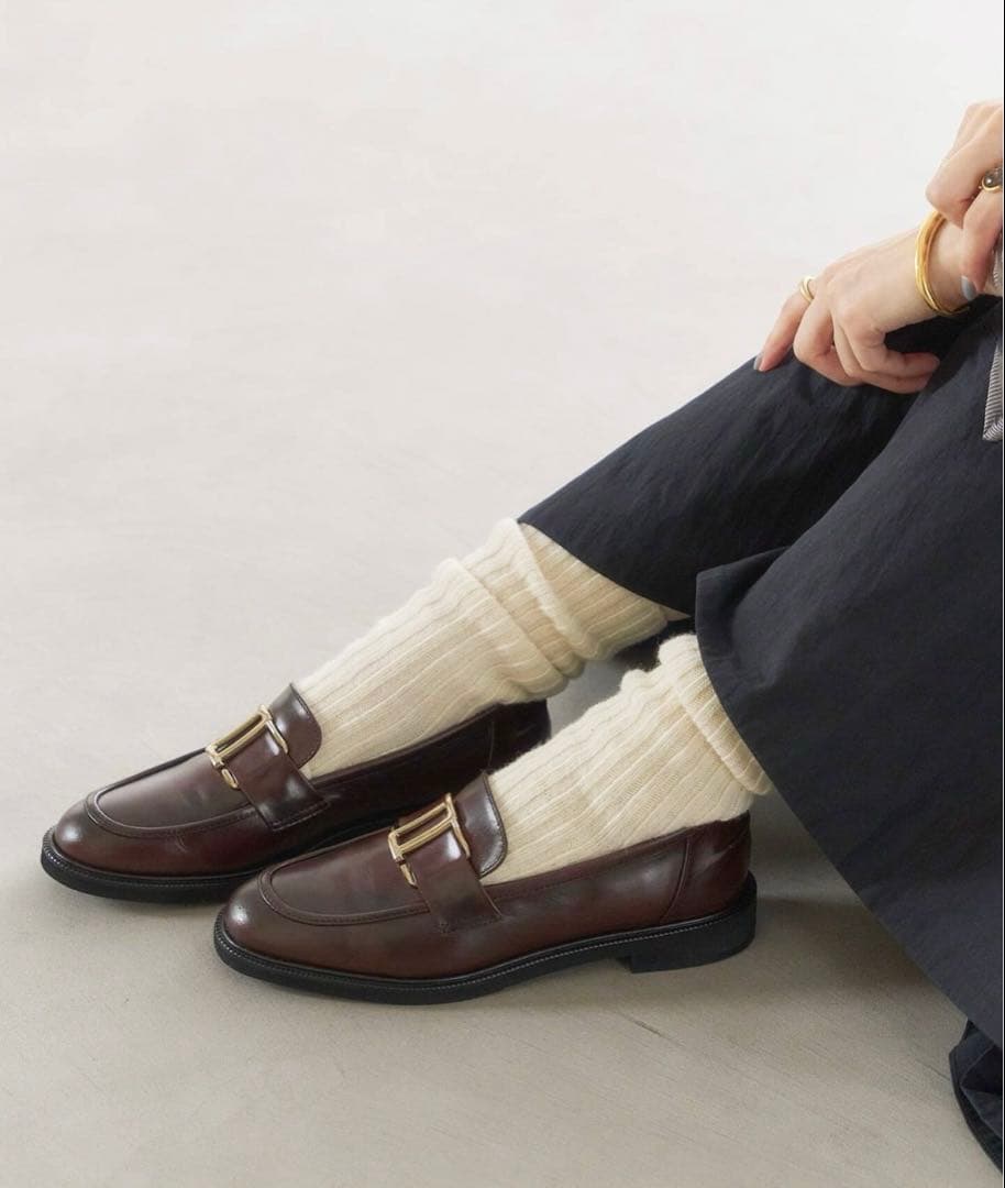 ルタロン　レザーメタルモチーフローファー　ブラウン　牛革　日本製