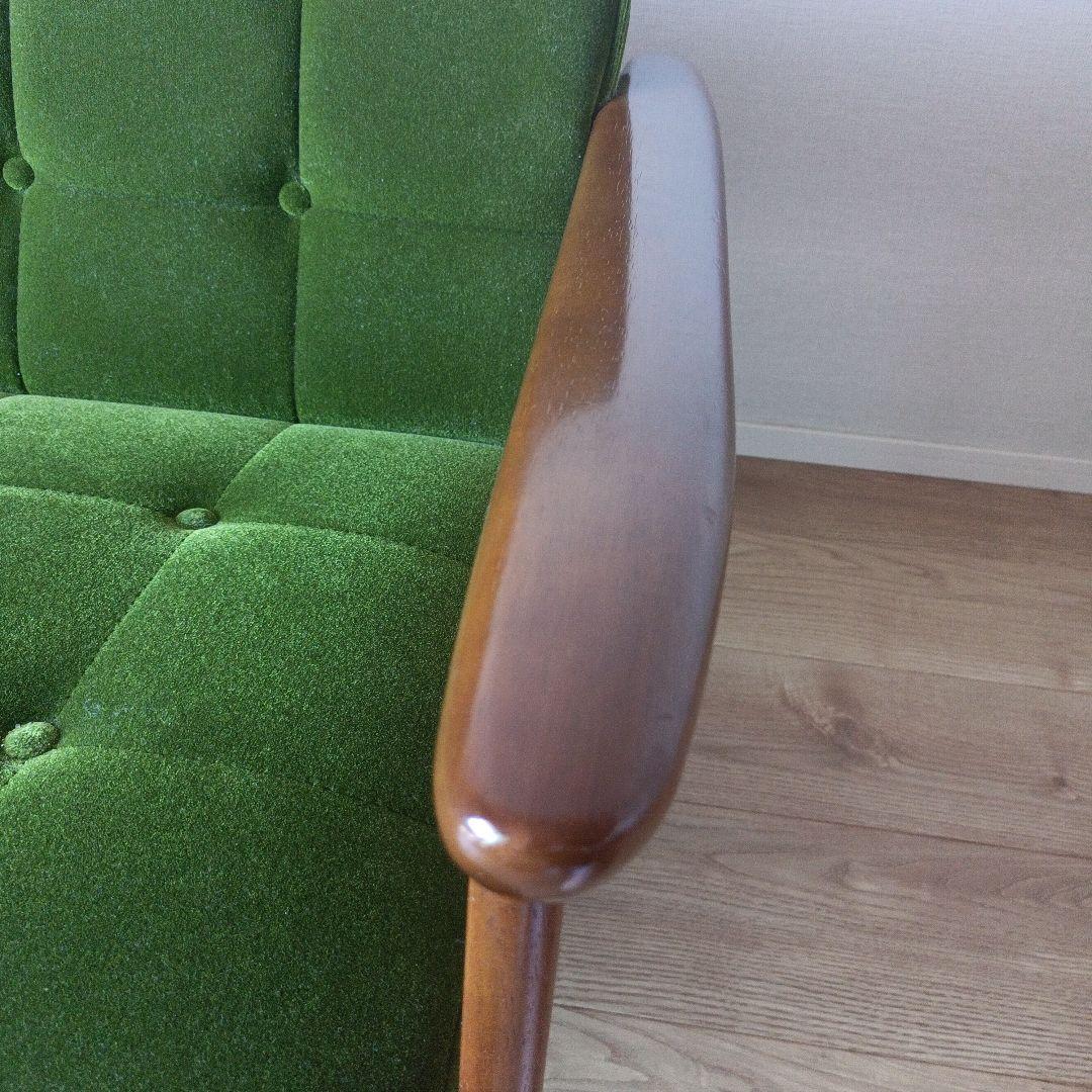 カリモク60 ｋチェア ２シーターモケットグリーン