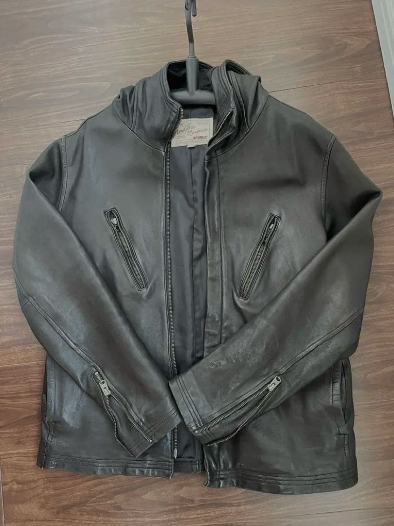 AVIREX フード付きレザージャケット XL