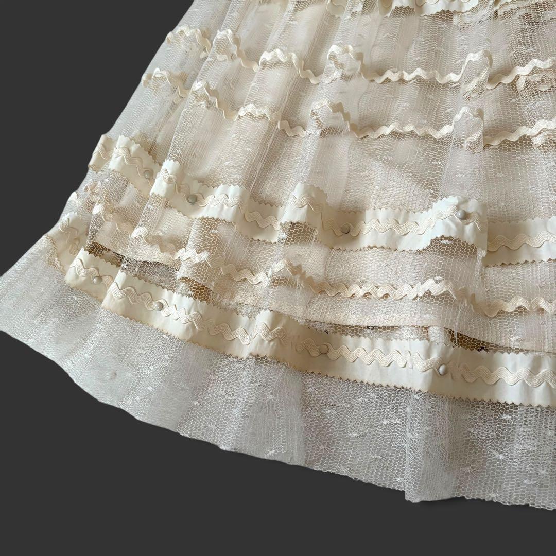 レッドヴァレンティノ チュール レース 装飾 ロングスカート