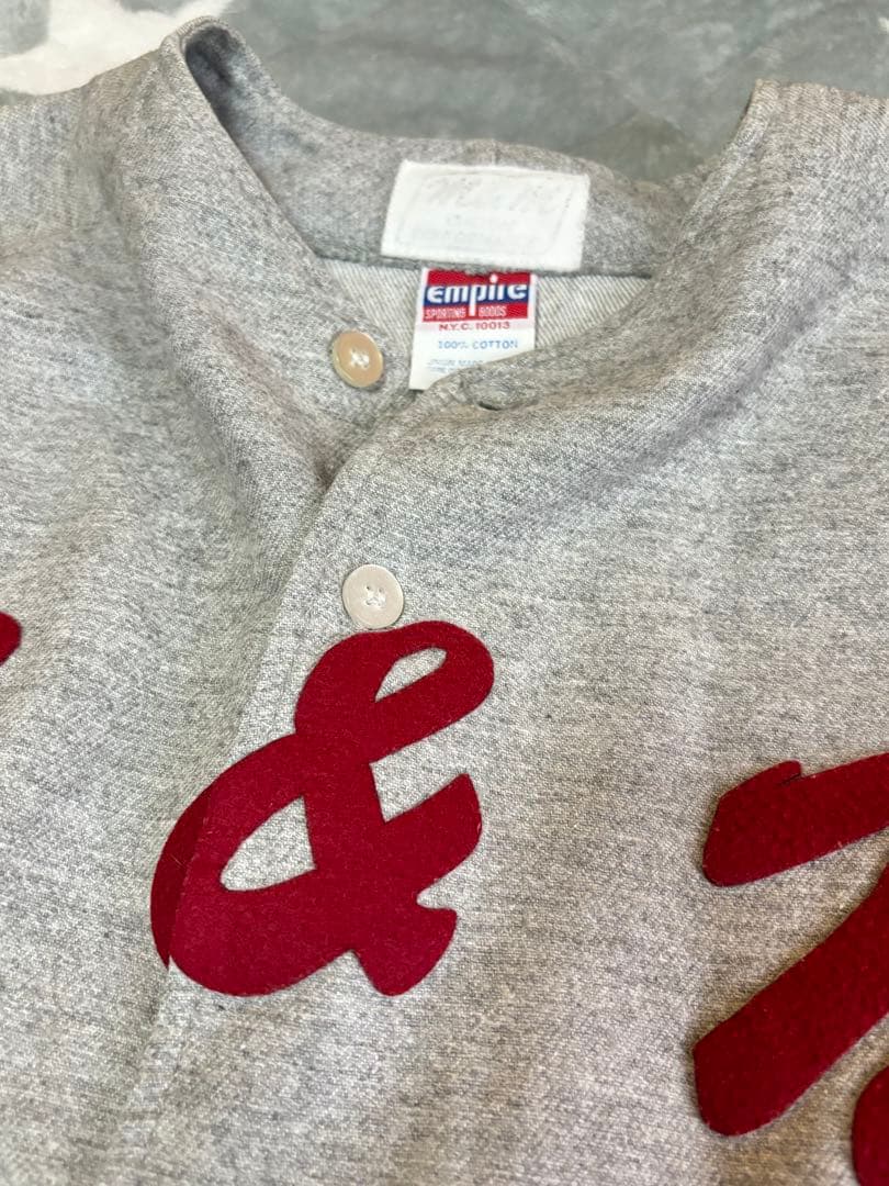 m&mエムアンドエム★鬼レア★1990年代 初期★ベースボールシャツ灰×赤L